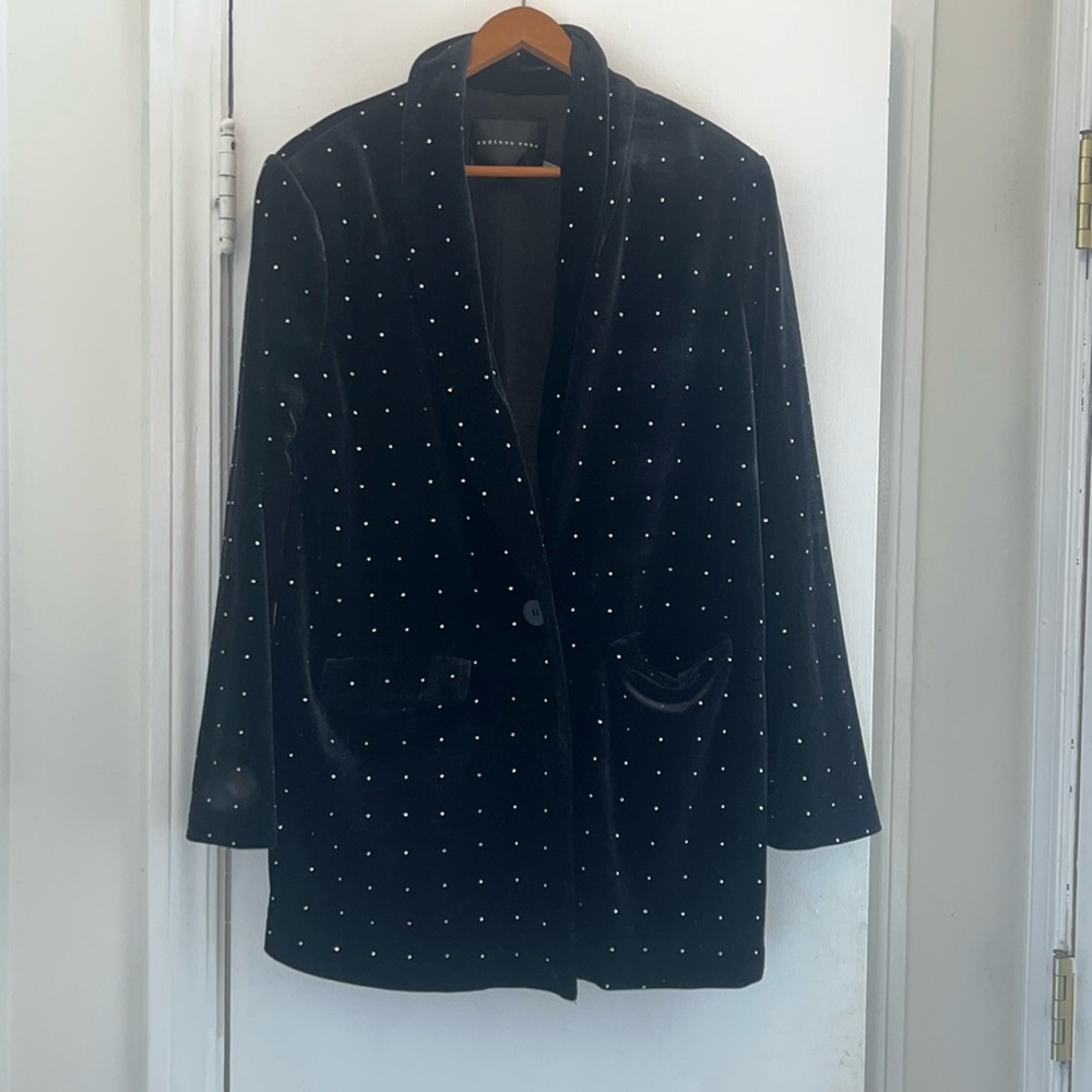 Vici, velvet black blazer with rhinestone sequins!  Worn once!
